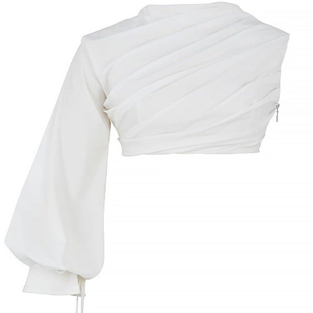 HOUSE OF CB ARTA WHITE COTTON CROPPED TOP SIZE SMALL PRELOVED - Picture 3 of 6